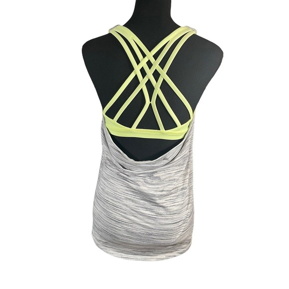 Lululemon Slay The Studio 2-In-1 Tank Women's Size 4 Gray Lime Green‎ Strappy - Picture 7 of 12